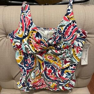 Anne Cole womens Underwire Tankini Multicolored Top Sz 36B NWT